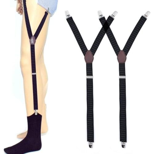 Mens Fashion Shirt Stays Garters Y Shape Military Adjustable Elastic Shirt Holders Straps Sock Non-slip Clamps Leg Suspenders
