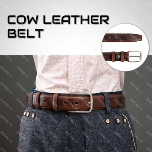 New cow Leather Cowhide Mens Belt Fashion Metal Alloy Pin Buckle Adult Luxury Brand Jeans Business Casual Waist Male Strap