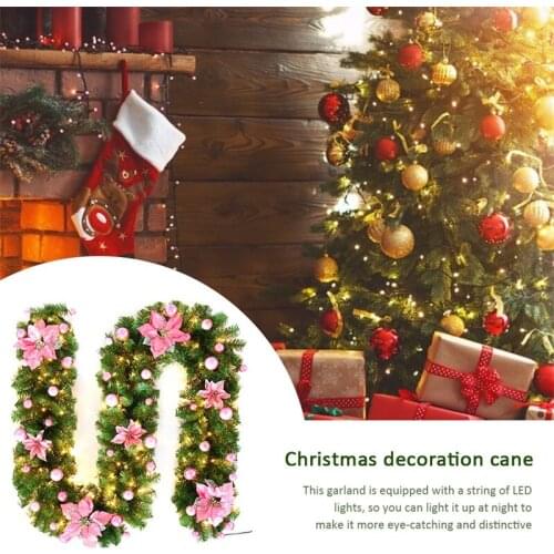 2.7 M Christmas LED Rattan Garland Decorative Green Christmas Garland Artificial Xmas Tree Rattan Banner Decoration
