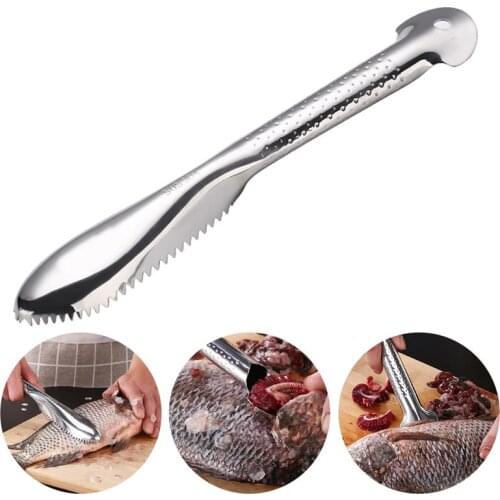Fish Scraper Non-slip Handheld Stainless Steel Fish Scaler Kitchen Tool 28.5cm