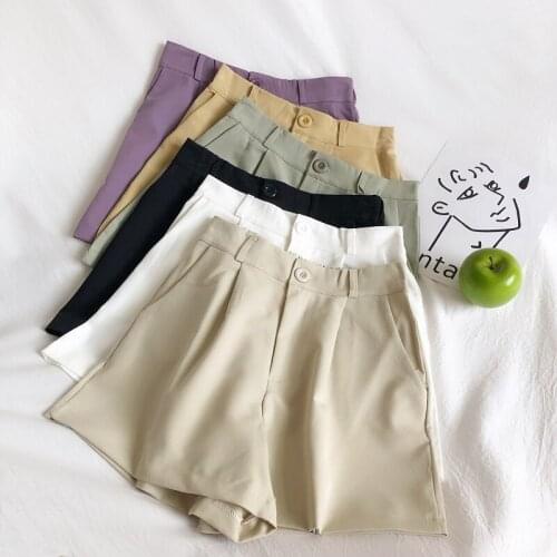 Female New High Waist Shorts Women Summer Brief Fashion Wide Legging Shorts Ladies Urban Leisure Solid Loose Shorts