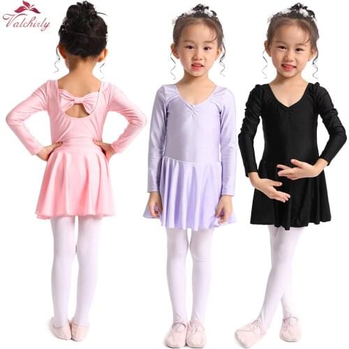 Girls Dance wear Ballerina Dress Long Sleeves Gymnastics Leotards Swimsuit for Girls 5 Colors for your selection