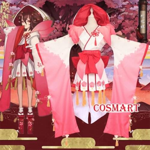 [STOCK]Kimono+Wig+Clogs Game Onmyoji The Peach Blossom Banshee Vantage Cosplay Costume Uniform Halloween NEW 2018