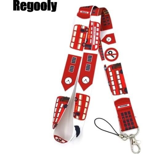 10pcs British life london bus couple Stripe Neck Strap Lanyards ID badge card holder keychain Mobile Phone Strap Gift decoration