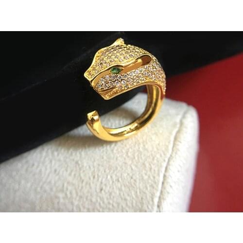Top Quality New Fashion Micro Pave AAA Zircon Crystals Green Eyes Leopard Ring for Women Finger Knuckle Luxury Jewelry