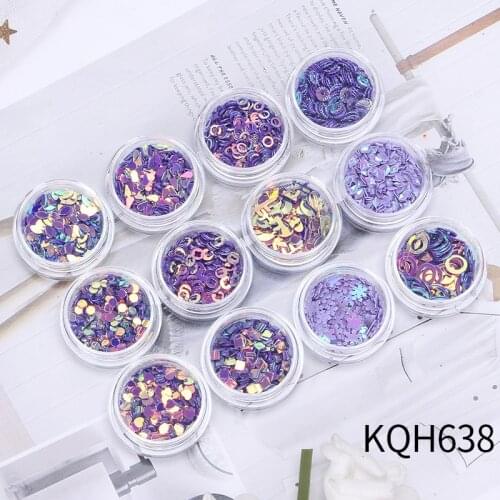 15Set 12pcs/Set Nail Art Sequins Mixed Size Nail Glitter Flakes 3D Sequins Paillette Powder Nail Art Decoration Manicure Tools