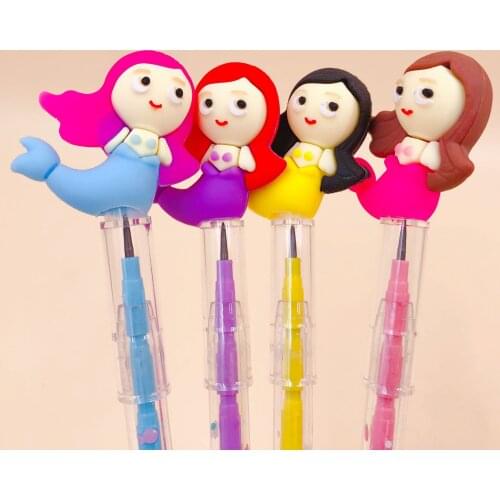 2 pcs/1 lot Kawaii Mermaid silicone bullet Mechanical Pencils School Office Supply Student Stationery Kids Gift Automatic Pencil