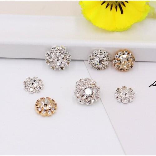 20 PCS 10mm 12mm KC Gold Silver Plated Crystal Rhinestones Flowers Connector DIY Handmade Metal Alloy Jewelry Accessories