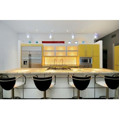 2017 hot sales 2PAC kitchen cabinets yellow colour modern high gloss lacquer kitchen furnitures pantry L1606069