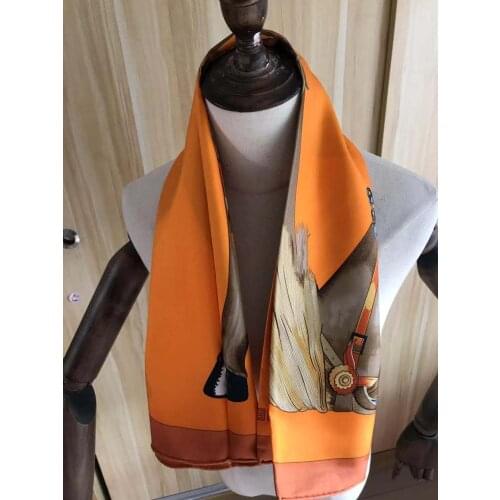 2019 new arrival fashion horse brand 100% silk scarf 90*90 cm square shawl hand made roll wrap for women lady free shipping