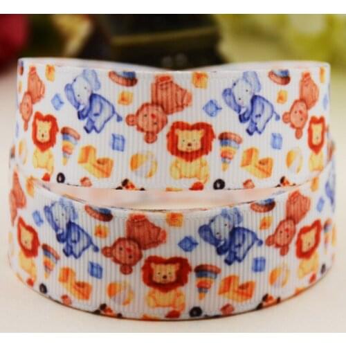 22mm 25mm 38mm 75mm lion cartoon printed Grosgrain Ribbon party decoration 10 Yards X-03694
