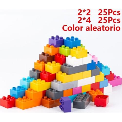50pcs/LOT2*2 2*4 Random Color Large Particles Building Blocks Brick Parts Accessories Baby Toys Montessori Toys Educational Gift