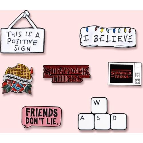 7 Pcs/Set Stranger Things TV Metal Enamel Brooch Friends Can't Lie Badge Pin Fun Trendy Backpack Jewelry Gift Share Friends