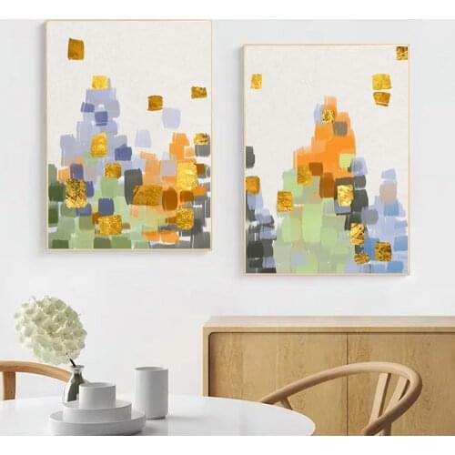 Abstract Mosaic painting Poster Print Nordic Landscape Canvas Art Home Decoration Scandinavian Bedroom Wall Art Painting Picture