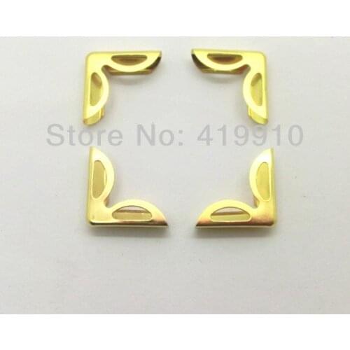 Free Shipping-100pcs Gold Plated Metal Book Corner Albums Menus Folders Corner Protectors(Fit 5mm thick) 23x16mm J1734