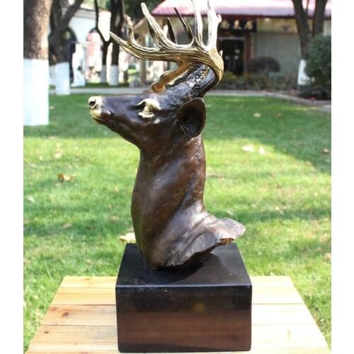 47CM LARGE-HOT SALE gift # 2020 TOP office home business art Collection # plum blossom deer elk bronze Sculpture decor ART