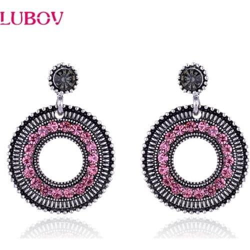 Exaggerated Big Circle Women Stud Earrings Multi-layer Rhinestone Decoration Piercing Earrings Women Trendy Wedding Jewelry