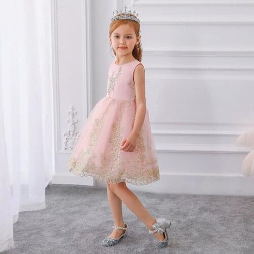 3-10 Years Embroidery Flower Costume Kids Voile Daily Dresses For Girls Children Toddler Girl Princess Dress Wedding Dress
