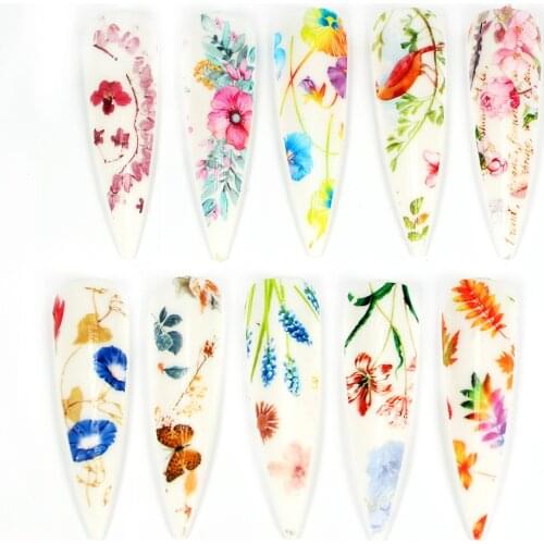 1 Roll Nail Foils Maple Leaves Lavender Colorful Flowers Autumn Transfer Stickers Paper 4 X 100 cm DIY Nail Art Decorations