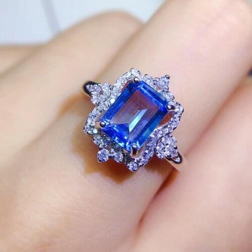 Natural topaz ring, simple style, shop promotion, 925 silver, free shipping, popular style