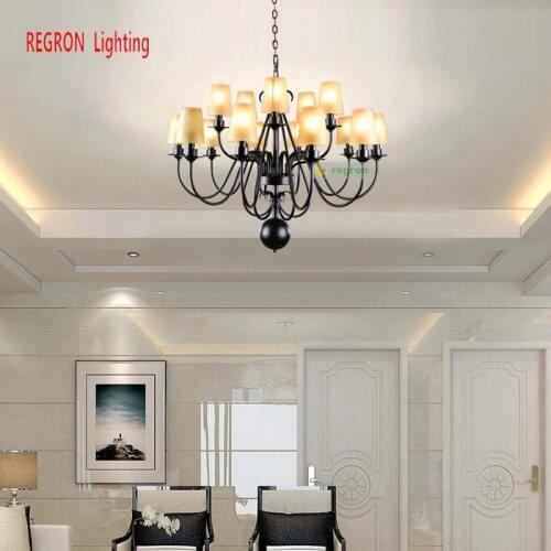 Loft Retro Industrial Chandeliers For Dining Room Europe Style Black iron Chandeliers Home Hanging Lights Stair Living Room lamp