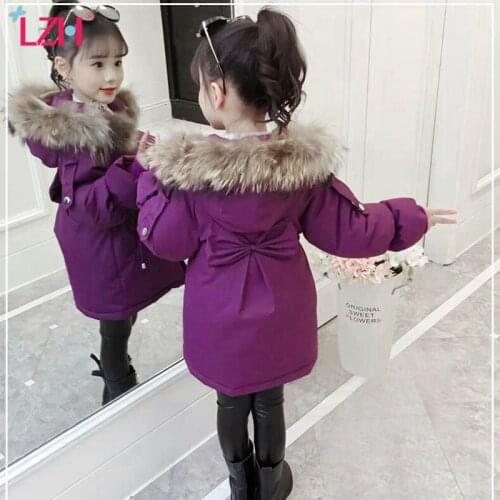 LZH 2021 Winter Teens Girl Hooded Cotton Outerwear Coat For Girls Parkas Kids Thick Warm Clothes Children Down Jacket 4-12 Years