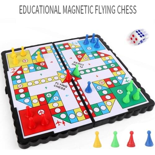 1Set Magnetic Foldable Flying Chess Crawling Mat Ludo Portable Board Game Camping Travel Game Set Aeroplane Chess ZXH