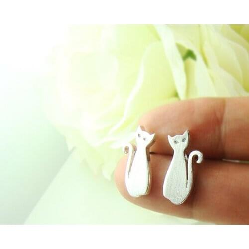 Fashion new cat style silvering earrings , beautiful Cartoon stud earrings for women