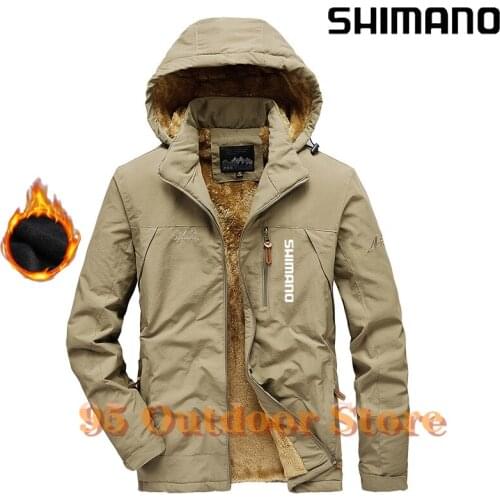 Shimano Men Fishing Warm Suit Thermal Skiing Snowboarding Winter Outdoor Coat Fleece Thick Hooded Windproof Ski Jacket Sports Cl