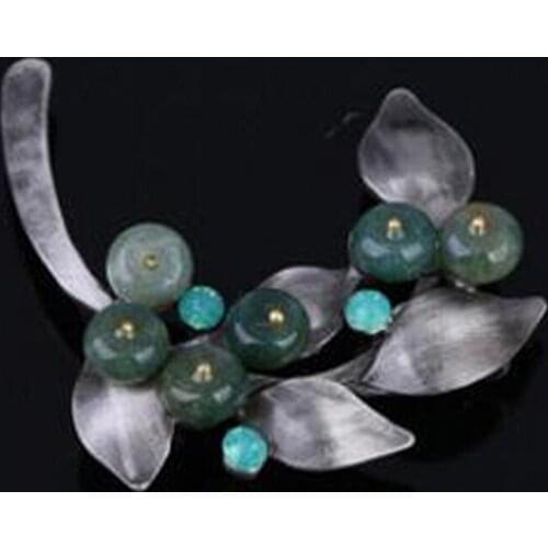 Charm Metal Wheat Large Brooch Jewelry Natural Stone Brooches Pins Fashion Vintage Women Party Costume Accessories XZ390