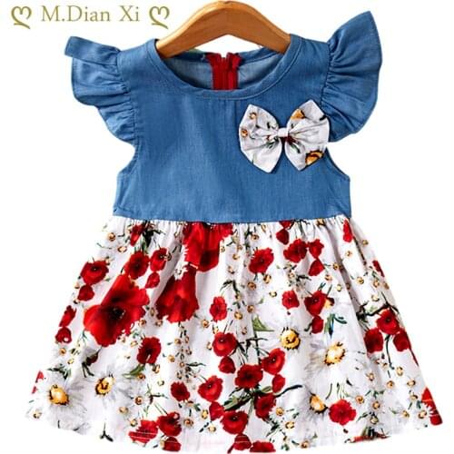 Baby Girls Clothes 2020 Flying Sleeves Fruit Print Cotton Children Dresses Kids Girls Dress Baby Girl Summer Dresses for Girls