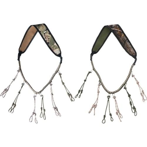 Hunting Duck Wild Bird Call Decoy Rope Lanyard Cord Hand Braided Whistle Sling With 12 Adjustable Rings