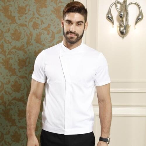 Wholesale Unisex Kitchen Chef Uniform Bakery Food Service Short Sleeve Breathable Double Breasted Cook Wear Chef Jacket