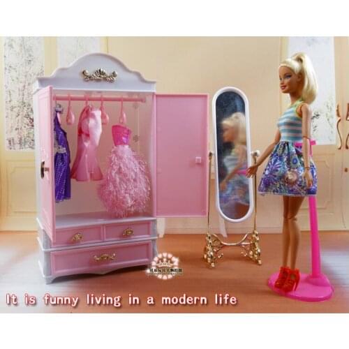 Genuine for armoire barbie doll accessories bedroom furniture 1/6 bjd doll mirror mirror set child toy gift