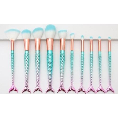 Professional Manufacturing low 10PCS mermaid Brushes Makeup Tools Private Label Makeup Brush custom logo