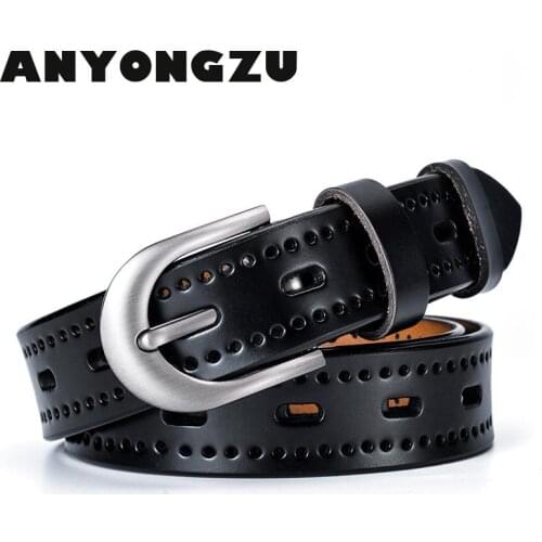 New style sells the lady really cowhide leather belt pin buckle hollow out small waist belt female leisure joker high quality