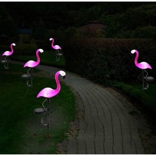 Solar Power Pink Flamingo Lawn Decoration Garden Stake Landscape Lamp Waterproof Outdoor Party Light