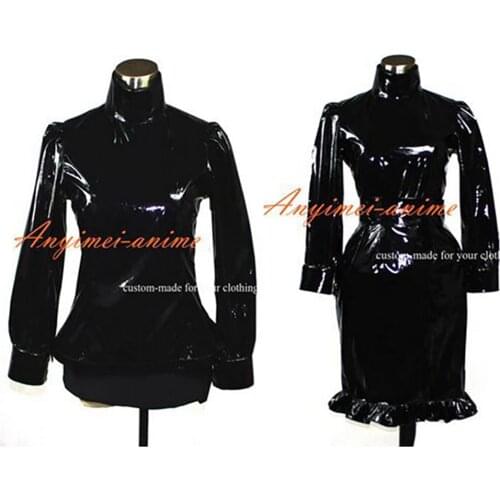 Sissy Maid Gothic Lolita Punk Black Pvc Outfit Dress Cosplay Costume Tailor-made[G387]