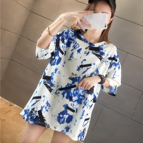 Chic Printed Tee Summer New O Neck Short Sleeve Tshirt Loose Casual T-Shirt Women Tops