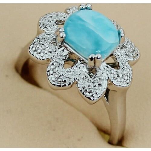 SHUNXUNZE charm Larimar fashion Engagement Wedding rings jewelery for women 2019 christmas gifts Rhodium plated R3532 size 6 7 8