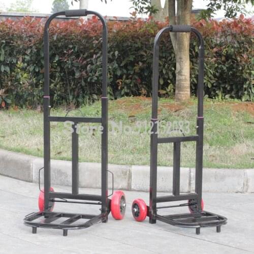 Folding Small Pull Rider Trailer Luggage Trolley Grocery Shopping Cart Portable Two-wheeled Pull Truck Transporter Square Tube C