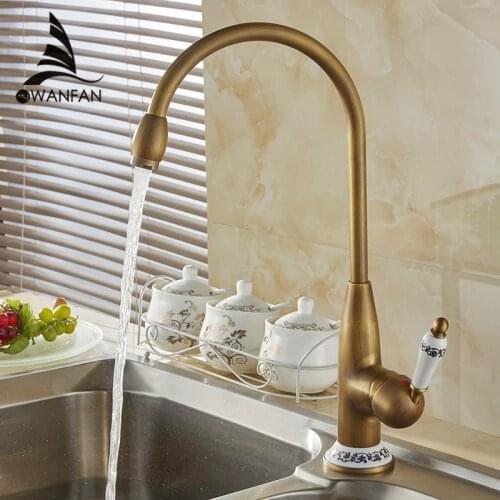 Kitchen Faucets Antique Bronze Faucet for Kitchen Mixer Tap With Ceramic Crane Cold And Hot Kitchen Sink Tap Water Mixers 4116F