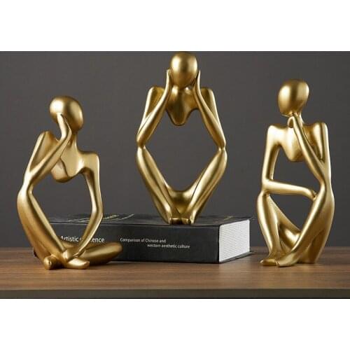 European Style Resin Statues Creative Abstract Thinker People Sculptures Miniature Figurines Craft Office Home Decoration
