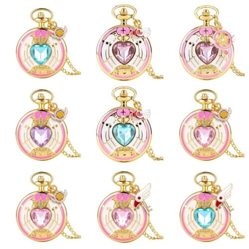 Pattern Dial Pocket Watch for Girls Accurate Quartz Pocket Watches for Student Gold Slim Chain Pendant Watch for Teens