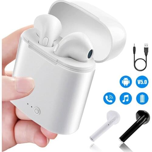 I7s Tws Bluetooth Compatible 5.0 Earphones Bass Stereo Wireless In-Ear Sports Waterproof Headphones for All Smart Phones