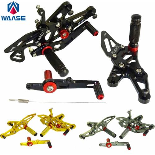 Waase CNC Adjustable Rider Rear Sets Rearset Footrest Foot Rest Pegs Black For BMW S1000RR S1000 RR 2015