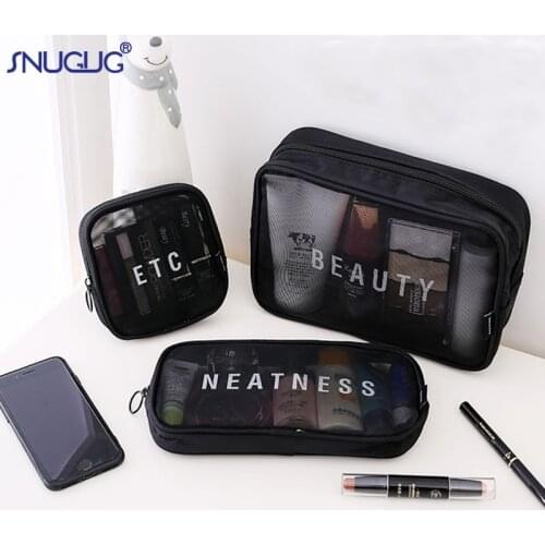 SNUGUG Travel Cosmetic Bag Women Zipper Make Up Transparent Makeup Case Organizer Storage Pouch Toiletry Beauty Wash Kit Bags