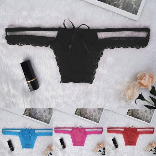 Women Sexy Lingerie Lace Hollow Out Thong Panties Erotic Porno Low-Rise Underpants Lingerie Pajamas Knickers Briefs T-back Tanga