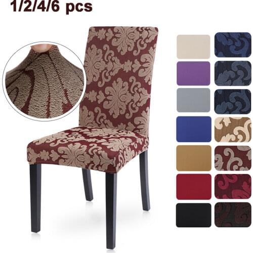 New 1/2/4/6Pcs Floral Jacquard Stretch Elastic Chair Covers Spandex For Wedding Dining Room Office Banquet housse de chaise