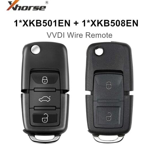 1pcs Xhorse 3 Buttons XKB501EN + 1pcs XKB508EN Universal VVDI Wire Remote Keys B5 Style Board Mini Key Tool